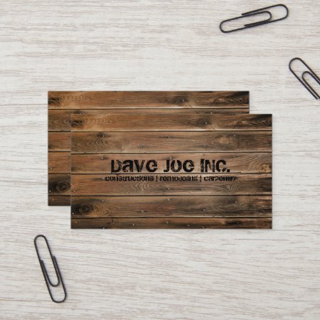 Grunge Barn Wood  Construction Carpentry Business Card