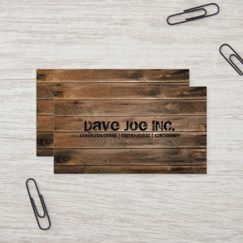 grunge barn wood  Construction Carpentry Business Card