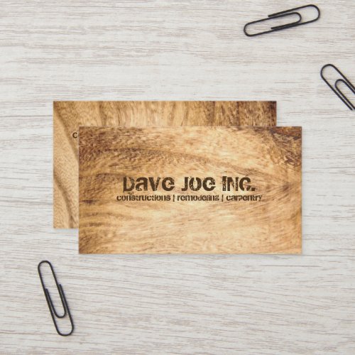 grunge Barn wood grain Construction Carpentry Business Card