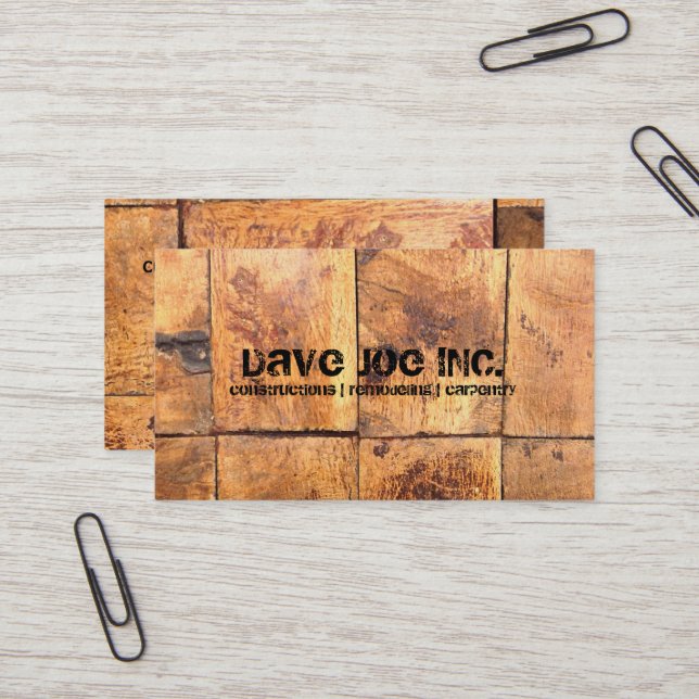 grunge Barn wood texture Construction Carpentry Business Card (Front/Back In Situ)