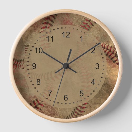 Grunge Baseball Collage Clock