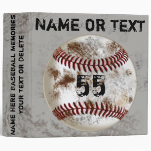 Grunge Baseball Gifts for Players PERSONALIZED 3 Ring Binder