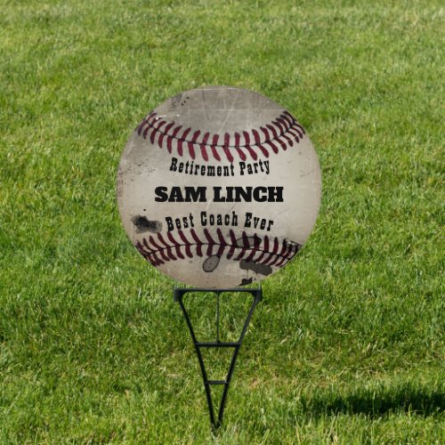 Grunge Baseball Retirement Birthday Custom Yard Sign