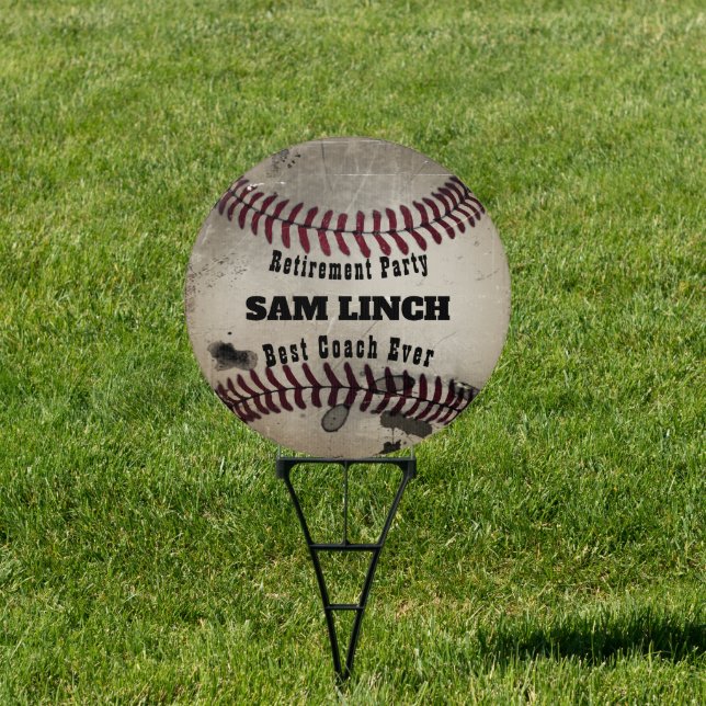 Grunge Baseball Retirement Birthday Custom Yard Sign (Insitu)