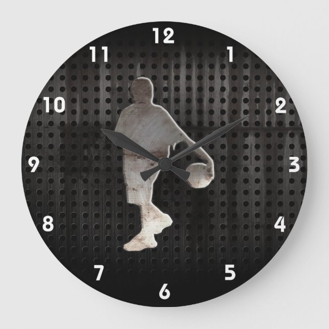 Grunge Basketball Large Clock (Front)