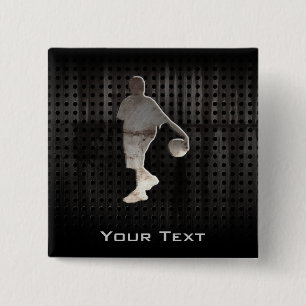 Grunge Basketball Pinback Button