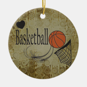 Grunge Basketball Sport Ceramic Ornament
