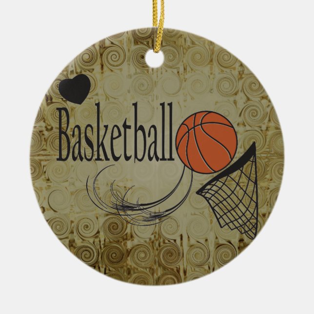 Grunge Basketball Sport Ceramic Ornament (Front)