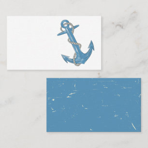 Grunge Beach Anchor Blue Nautical Wedding Place Card