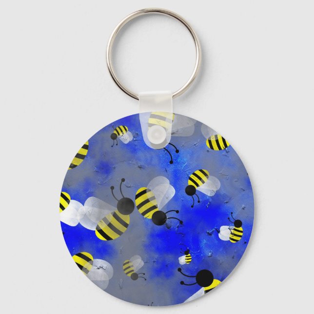 Grunge Bees Keychain (Front)