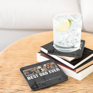 Grunge Best Dad Ever Father's Day Photos Beverage Coaster
