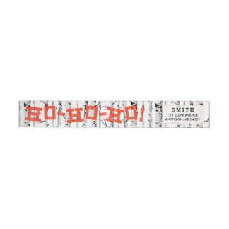 Grunge Birch Lumberjack Christmas Santa Ho Ho Ho! Wrap Around Label