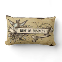 Grunge bird scroll customizable decorative pillow