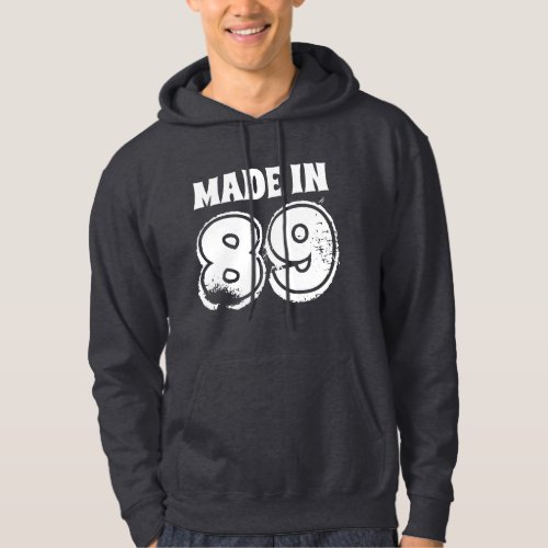 Grunge Birthday Made in 89 Mens Hoodie