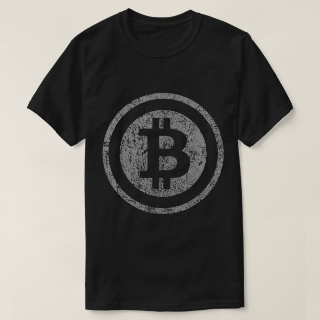 Grunge Bitcoin Crypto Symbol Design T-Shirt (Design Front)