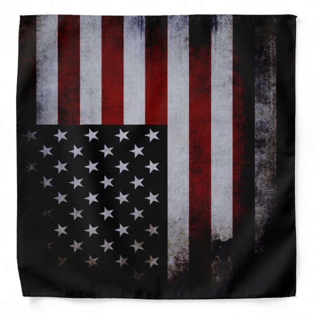 Grunge Black American Flag Bandana (Front)