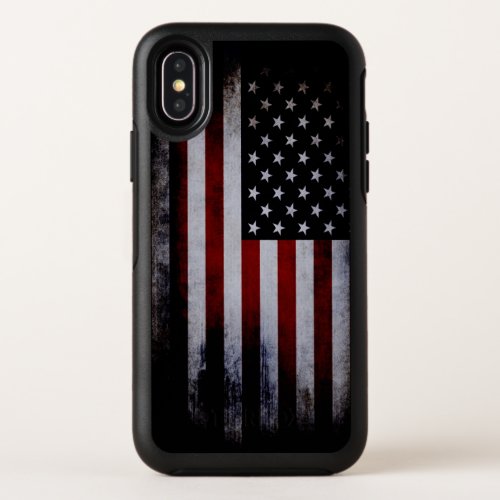 Grunge Black American Flag OtterBox Symmetry iPhone X Case