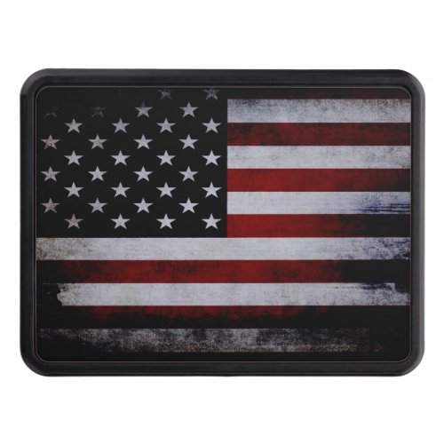 Grunge Black American Flag Tow Hitch Cover