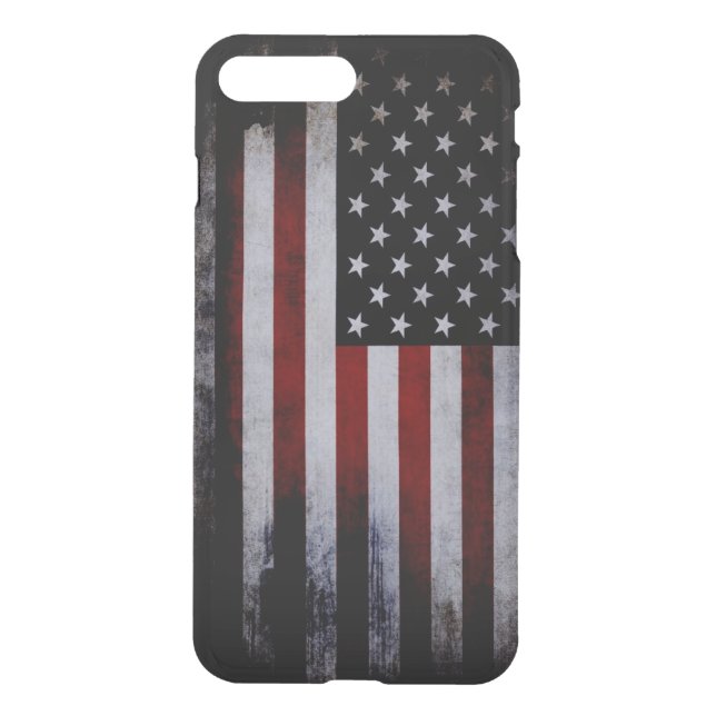 Grunge Black American Flag Uncommon iPhone Case (Back)