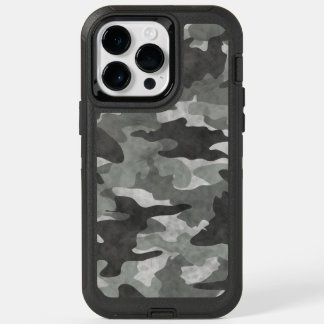 Grunge Black and Gray Camo Camouflage Pattern Cool OtterBox iPhone 14 Pro Max Case