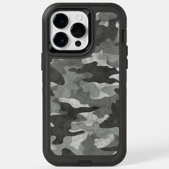 Grunge Black and Gray Camo Camouflage Pattern Cool Otterbox iPhone Case (Back)