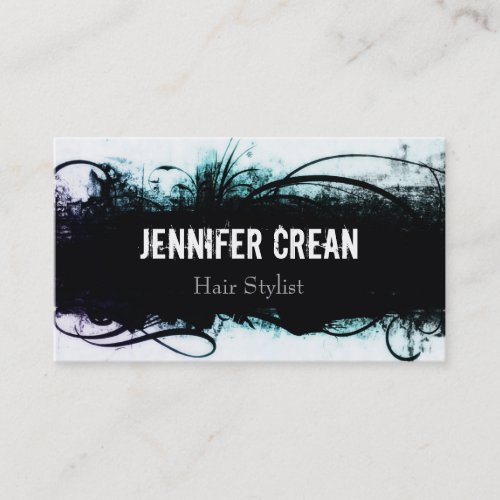 Grunge Black and Teal Business Card