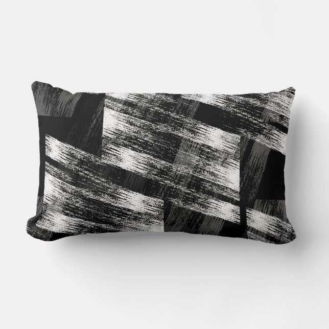 Grunge black and white abstraction. lumbar pillow (Front)