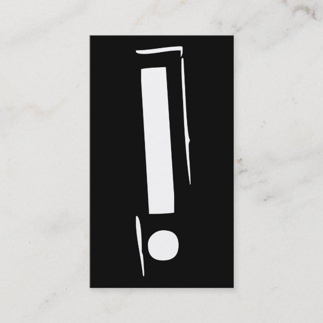 grunge black and white exclamation mark business card (Front)