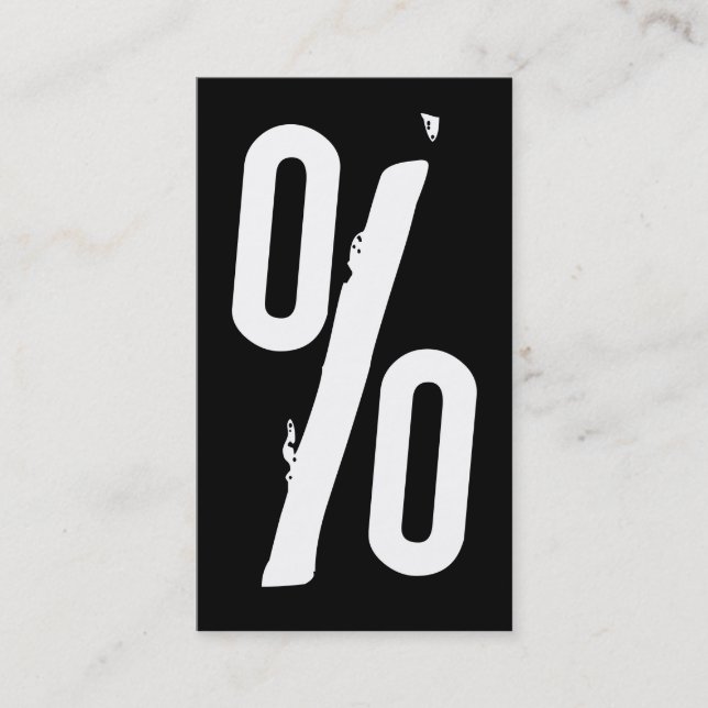 grunge black and white percent sign business card (Front)