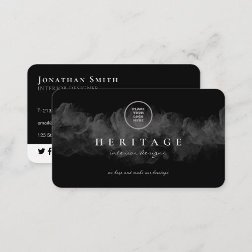 Grunge Black Cloudy Add Your Logo Business Card