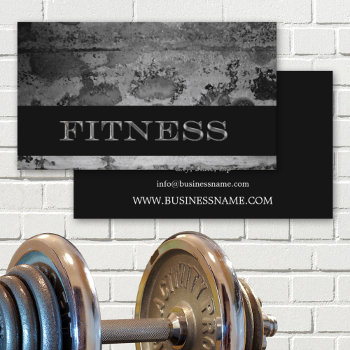 Grunge Black Fitness Personal Trainer Business Card by sunnysites at Zazzle