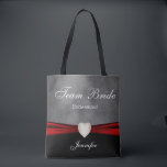 Grunge Black, Gray and Red Team Bride Tote Bag<br><div class="desc">Team Bride Tote Bag. A great gift for your bridesmaids, maid of honor or matron of honor, etc... 📌If you need further customization, please click the "Click to Customize further" or "Customize or Edit Design"button and use our design tool to resize, rotate, change text color, add text and so much...</div>