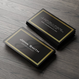 Grunge Black Metal and Gold Foil Border Consultant Business Card