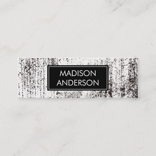 Grunge Black Mini Business Card (Front)