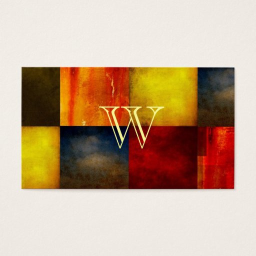 Customizable Grunge Block Monogram Business Card