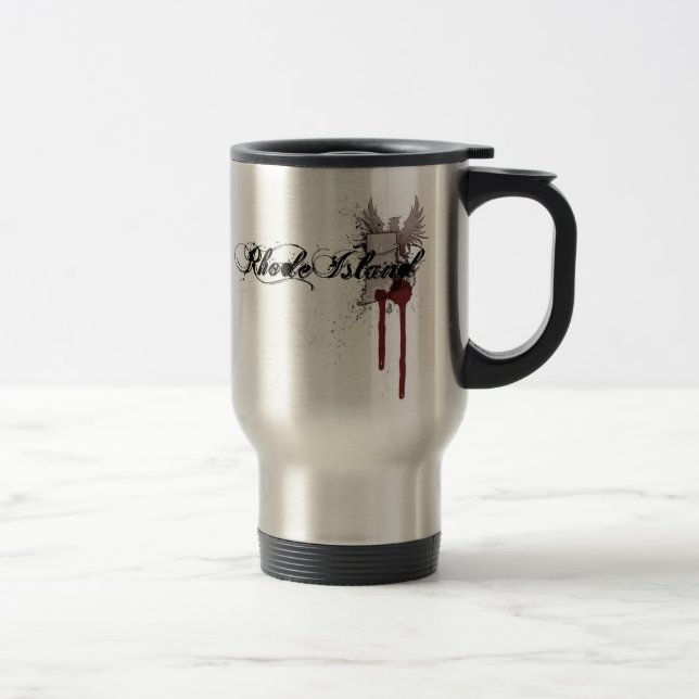 Grunge Blood Splatter Rhode Island Travel Mug (Right)