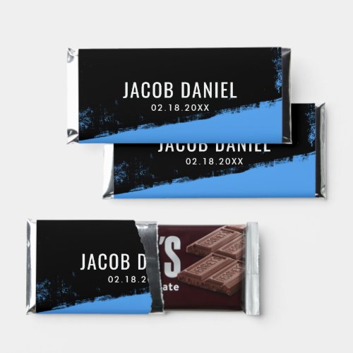 Grunge Blue Black Bar Mitzvah Hersheys Bar Favors