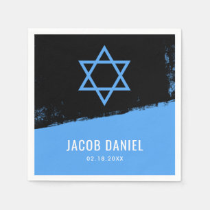 Grunge Blue Black Bar Mitzvah Napkins