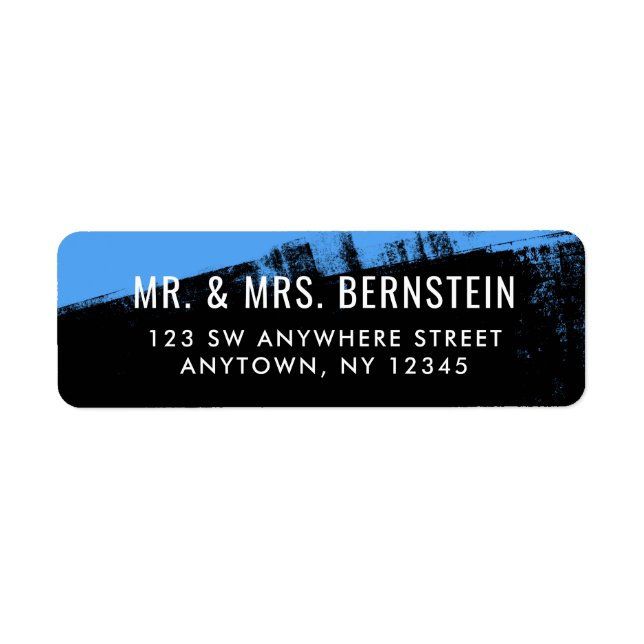 Grunge Blue Black Return Address Label (Front)