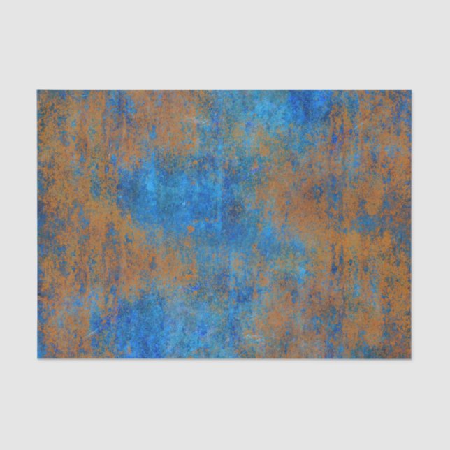 Grunge Blue Copper Boho Tissue Paper (Front)