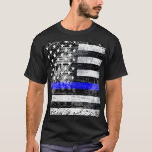 Grunge Blue Line Flag T-Shirt