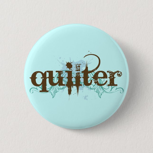 Grunge Blue Quilter Gift Button (Front)