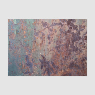 Grunge Blue Rusted Metal Pattern Tissue Paper