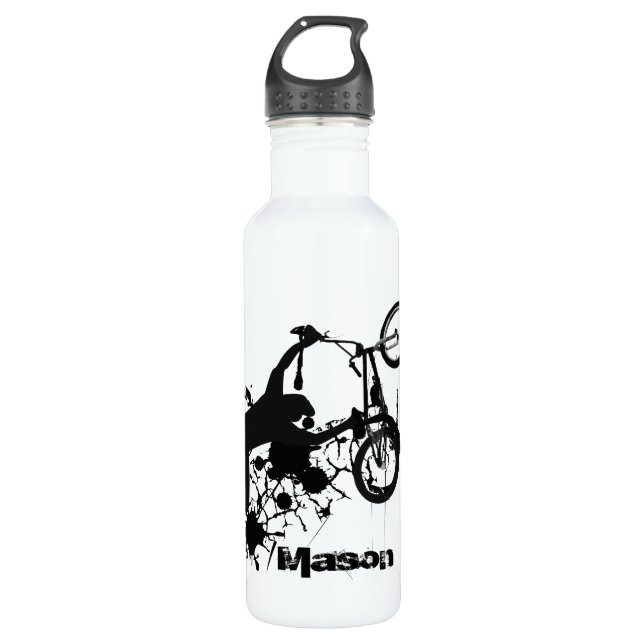 Grunge BMX Bike Stainless Steel Water Bottle (Front)