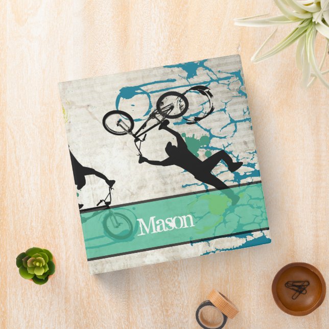 Grunge BMX Stunt Poster Art Paint Splat 3 Ring Binder (In Situ)