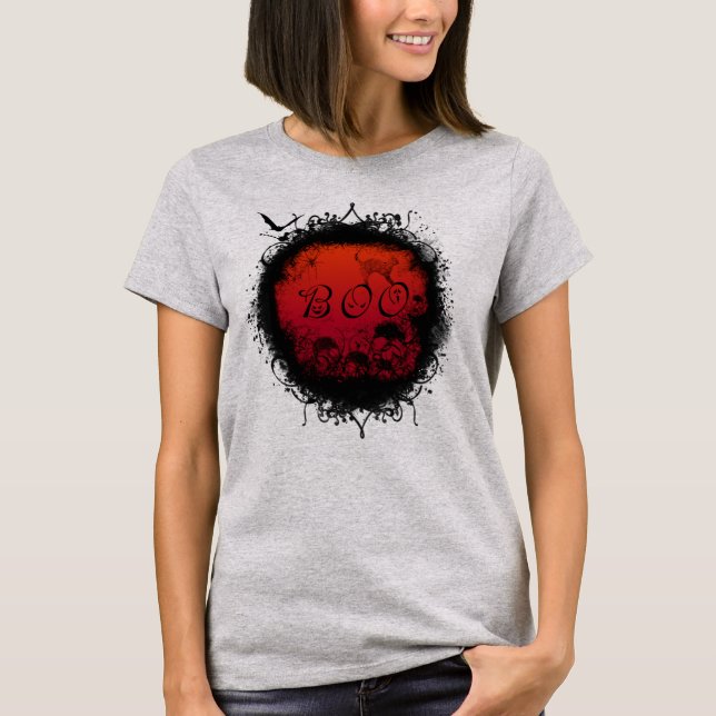 Grunge Boo Halloween T-Shirt (Front)