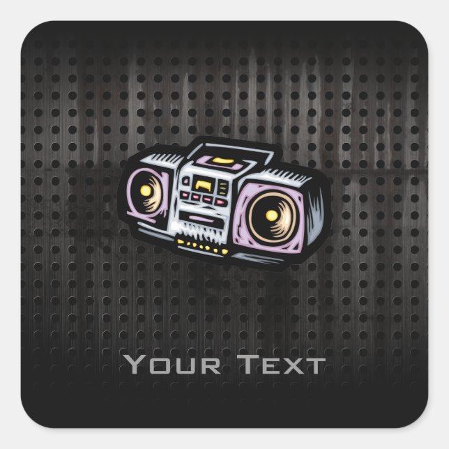 Grunge Boombox Square Sticker (Front)