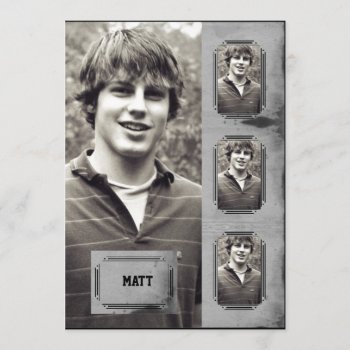 Grunge Border Photo Panel Graduation Announcement by NoteableExpressions at Zazzle