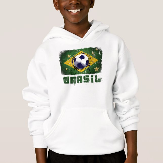 Grunge brazil soccer flag gifts hoodie (Front)