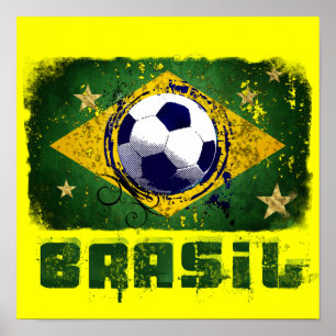 Grunge brazil world cup soccer flag 2014 sports poster